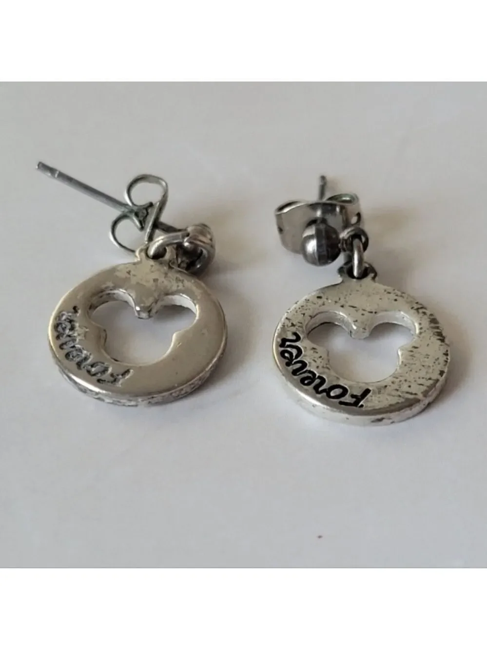 Disney Mickey Mouse Silvertone Dangle Earrings